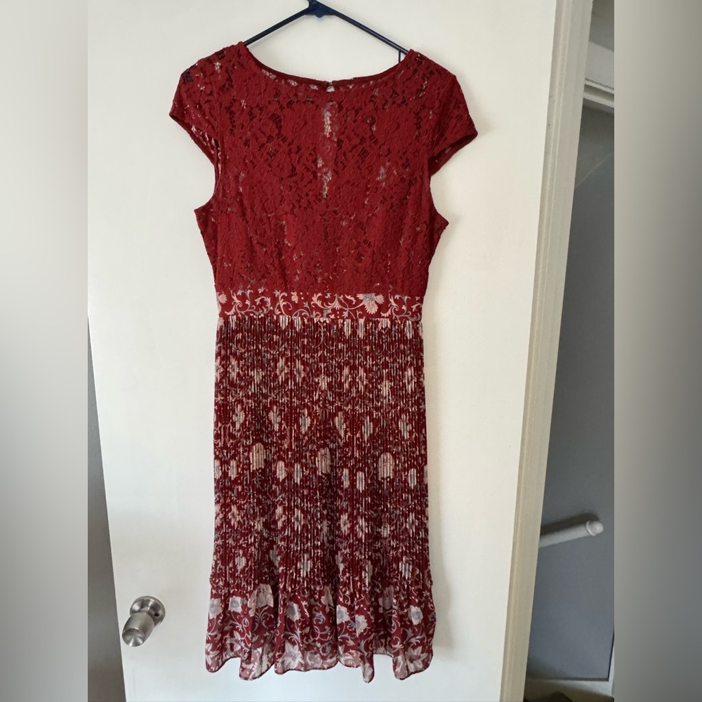 Tracy Reese Red Lace Midi Dress